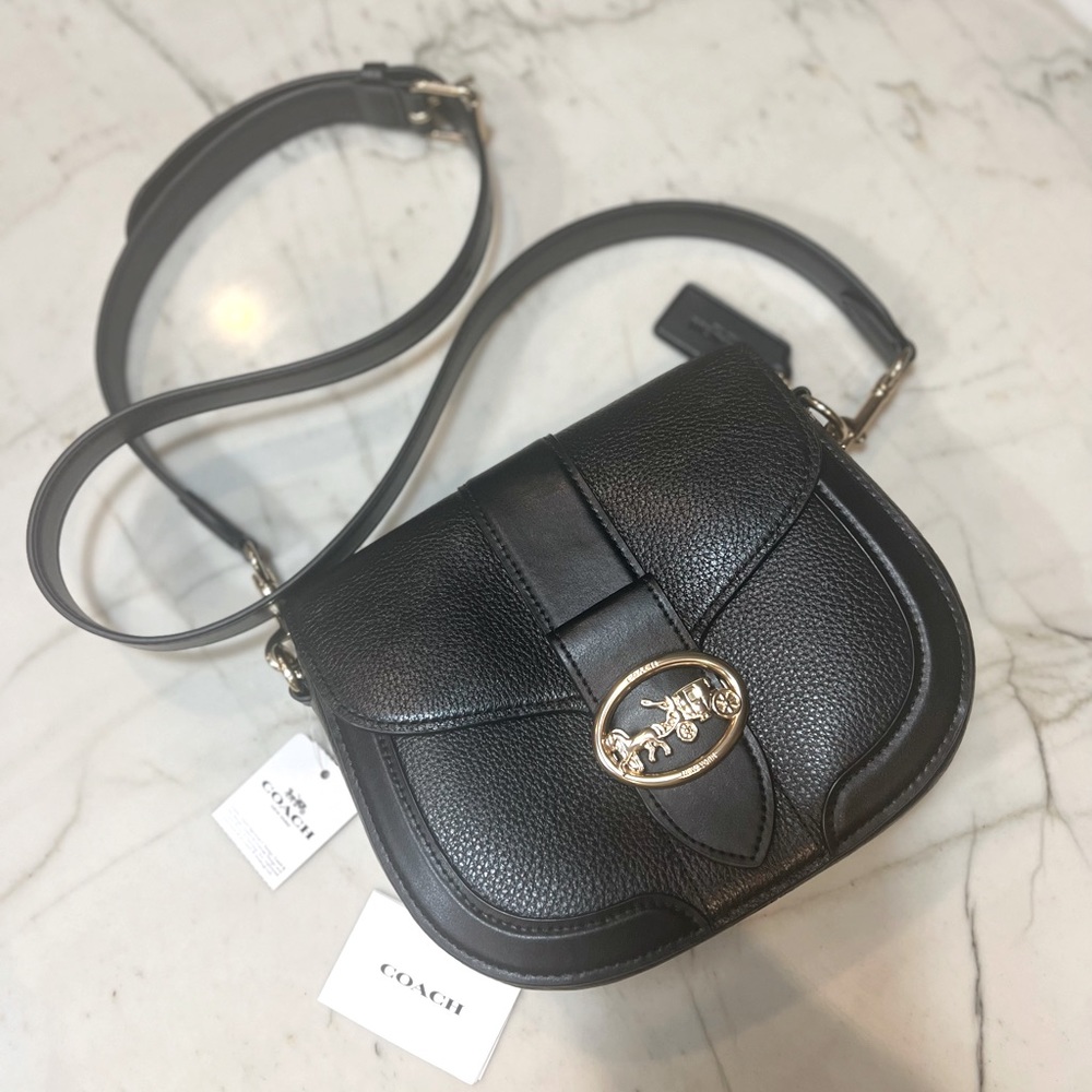 NEW COACH Black Georgie Saddle Bag